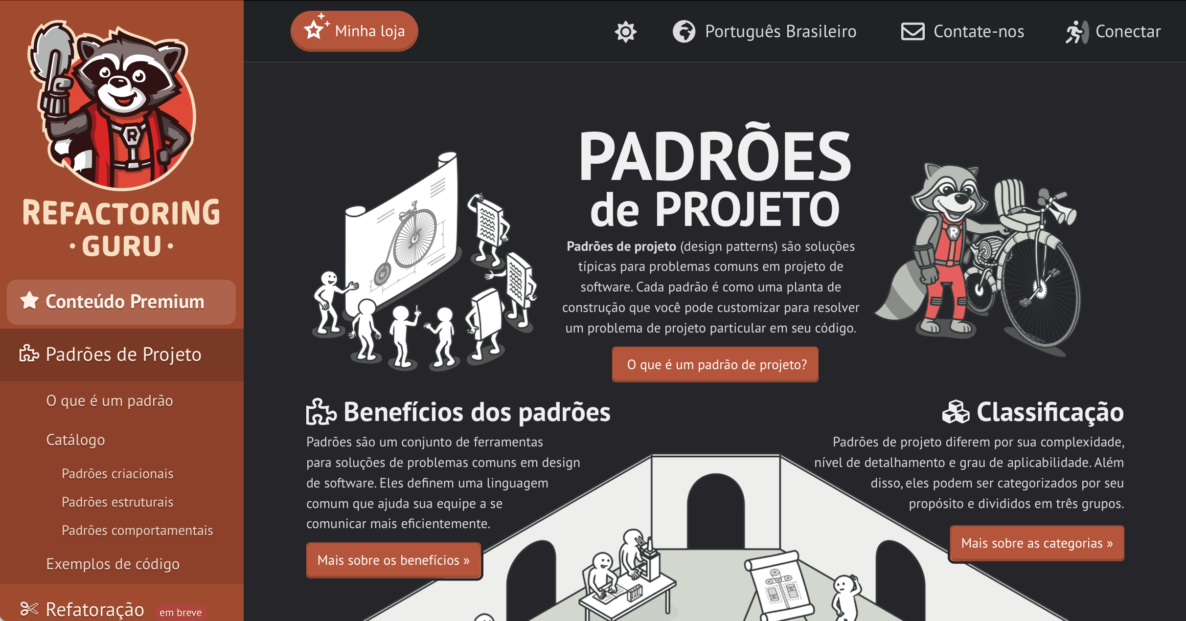 Refactoring.Guru no tema escuro